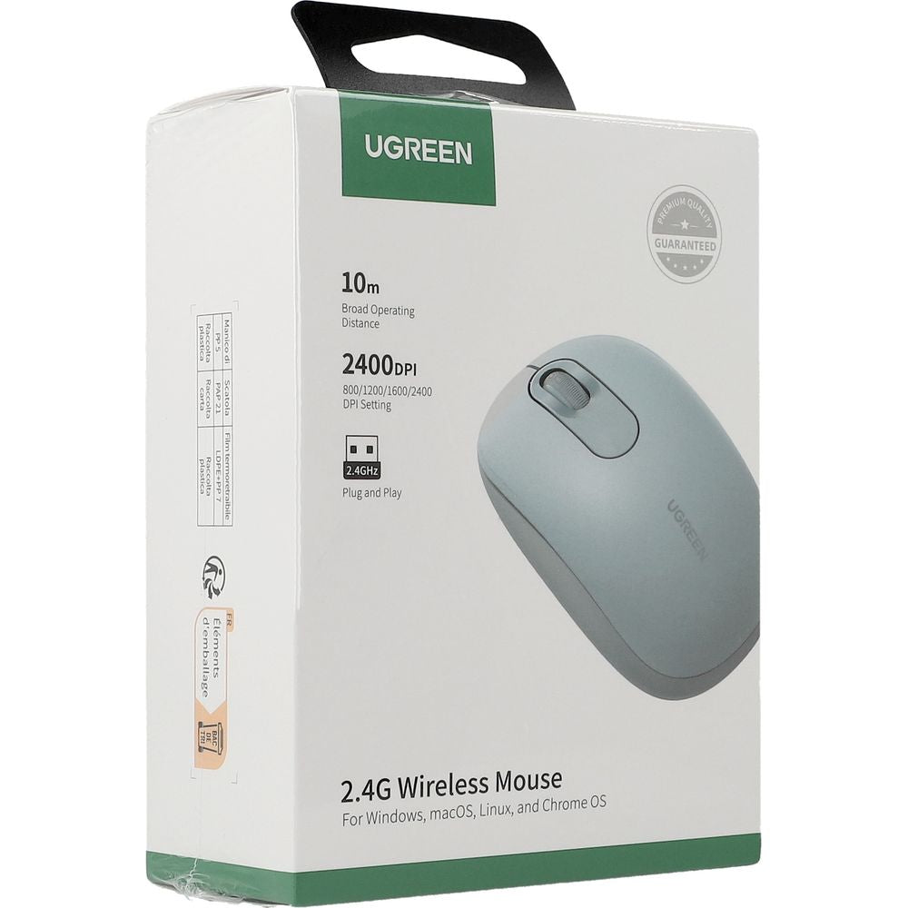 Kabellose optische Maus, Ugreen MU105 Wireless Mouse, USB 2.4GHz, Hellblau und Grau