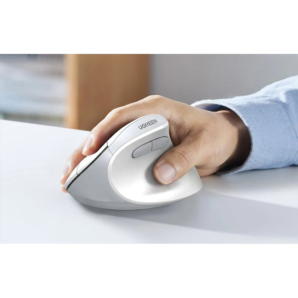Ergonomische kabellose Maus, Ugreen M371, Bluetooth / 2.4 GHz USB, Weiß