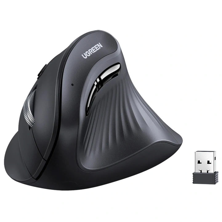Ergonomische kabellose optische Maus, Ugreen MU008mini, Bluetooth 5.0 und 2.4 GHz USB, Schwarz