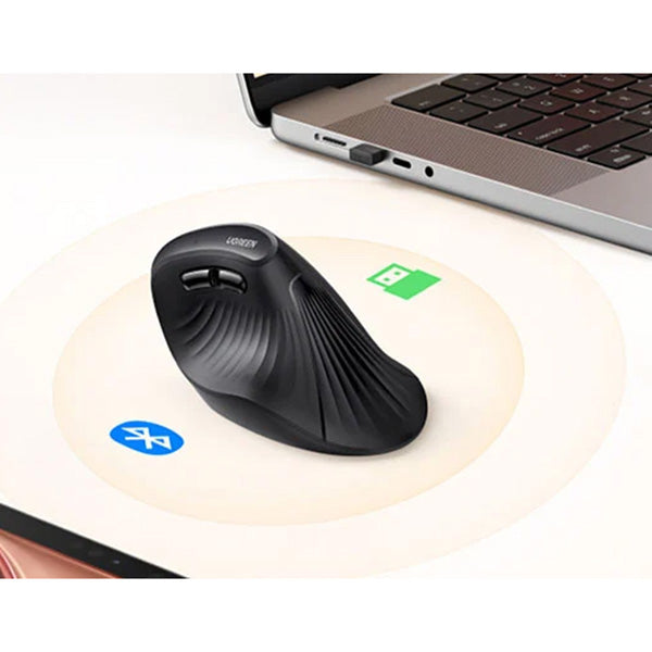 Ergonomische kabellose optische Maus, Ugreen MU008Smini, Bluetooth 5.0 und 2.4 GHz USB, Schwarz
