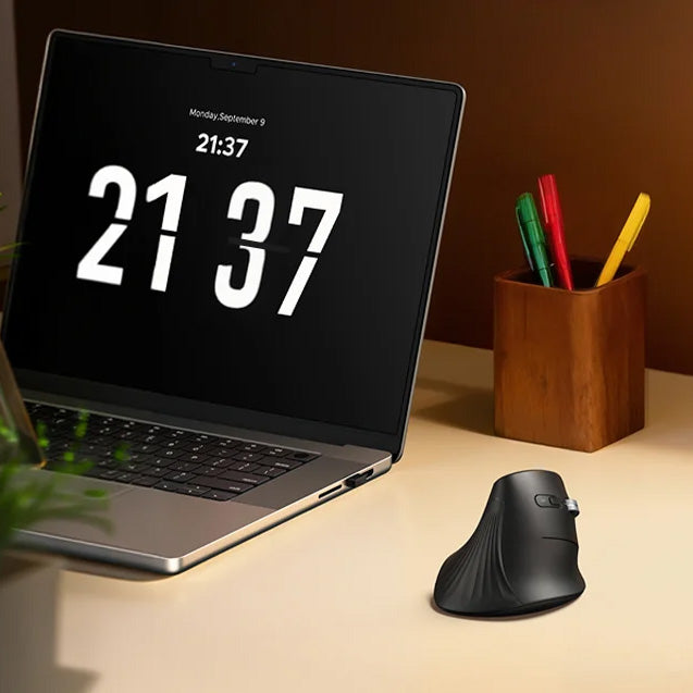 Ergonomische kabellose optische Maus, Ugreen MU008Smini, Bluetooth 5.0 und 2.4 GHz USB, Schwarz
