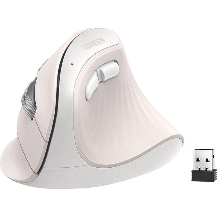 Ergonomische kabellose optische Maus, Ugreen MU008mini, Bluetooth 5.0 und 2.4 GHz USB, Weiß