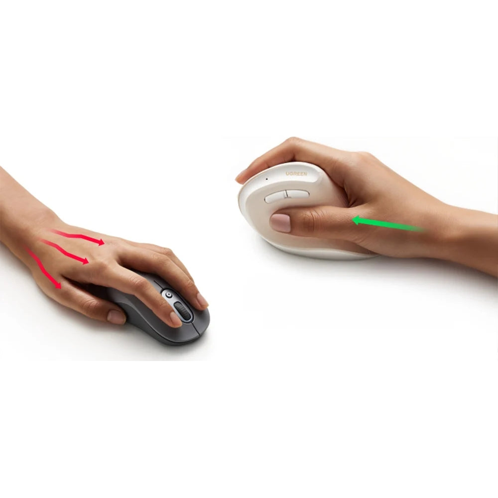 Ergonomische kabellose optische Maus, Ugreen MU008mini, Bluetooth 5.0 und 2.4 GHz USB, Weiß