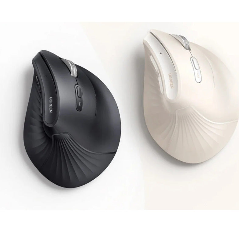 Ergonomische kabellose optische Maus, Ugreen MU008mini, Bluetooth 5.0 und 2.4 GHz USB, Weiß