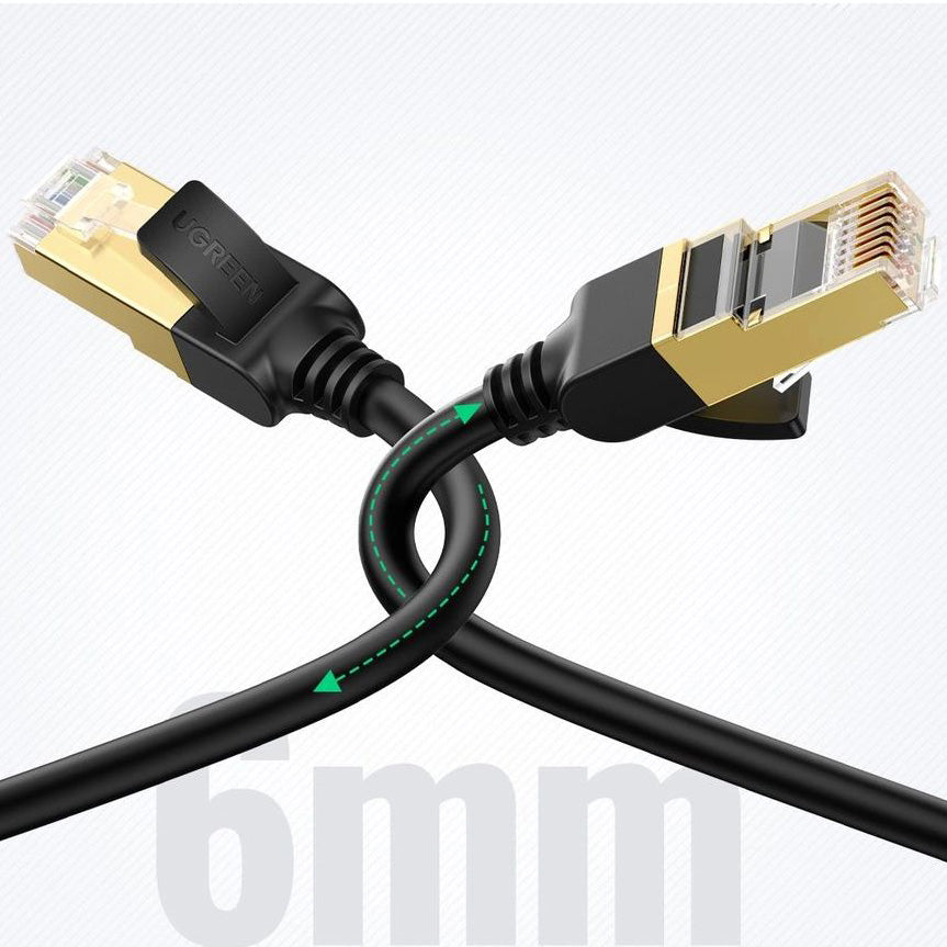 LAN Ethernet Netzwerkkabel RJ45 Cat 7 F/FTP, Ugreen NW107, 10 Gbps, 15 m, Schwarz