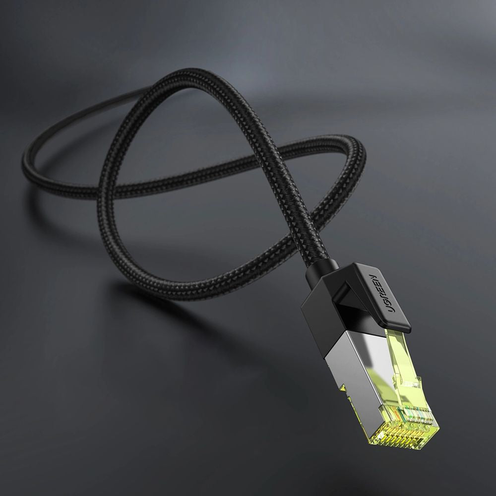 LAN Ethernet Netzwerkkabel RJ45 Cat 7 F/FTP, 10 Gbps, 0,5 m, Ugreen NW150, Schwarz