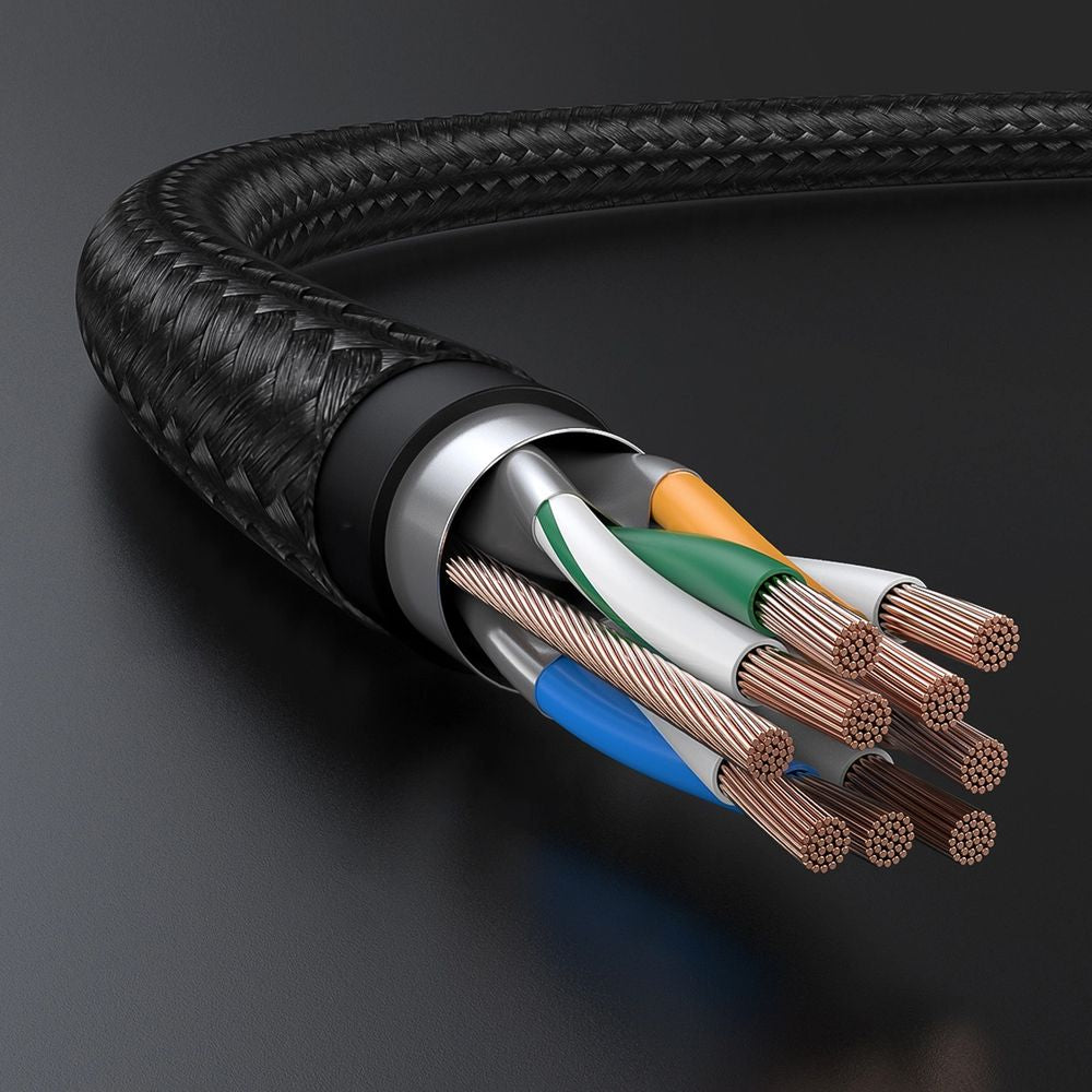 LAN Ethernet Netzwerkkabel RJ45 Cat 7 F/FTP, 10 Gbps, 0,5 m, Ugreen NW150, Schwarz