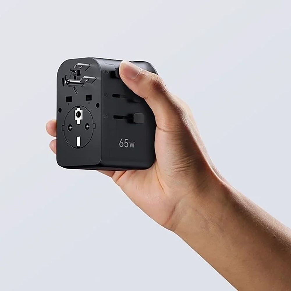 Reiseadapter / Wandladegerät GaN 65W für CN, US, JP, EU, UK, AU, 2x USB-C und 1x USB-A, PD 3.0, QC 4.0, PPS, Ugreen S550, Schwarz