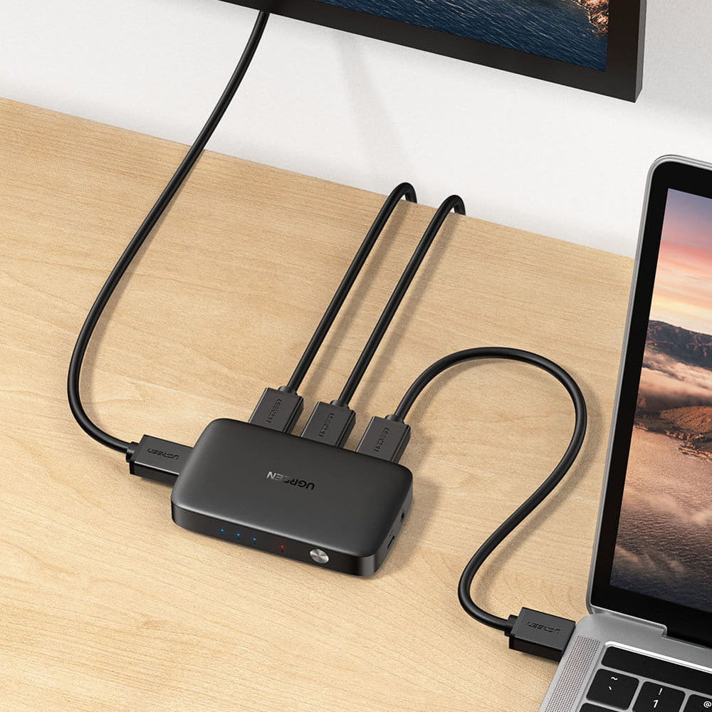 Splitter / Schalter mit Fernbedienung HDMI (Buchse) zu 3x HDMI (Buchse), Ugreen Splitter Switch, 4K, 30Hz, Schwarz