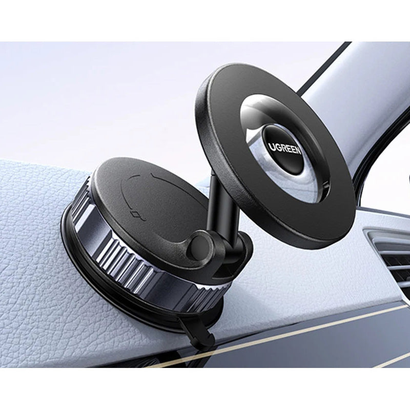 Magnetische Handy-Halterung mit MagSafe für Windschutzscheibe / Armaturenbrett, Ugreen Suction Cup LP970, Schwarz-Silbern