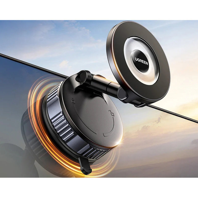 Magnetische Handy-Halterung mit MagSafe für Windschutzscheibe / Armaturenbrett, Ugreen Suction Cup LP970, Schwarz-Silbern