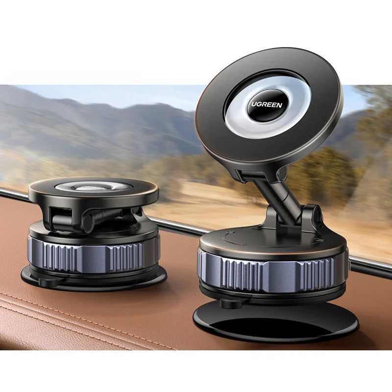 Magnetische Handy-Halterung mit MagSafe für Windschutzscheibe / Armaturenbrett, Ugreen Suction Cup LP970, Schwarz-Silbern