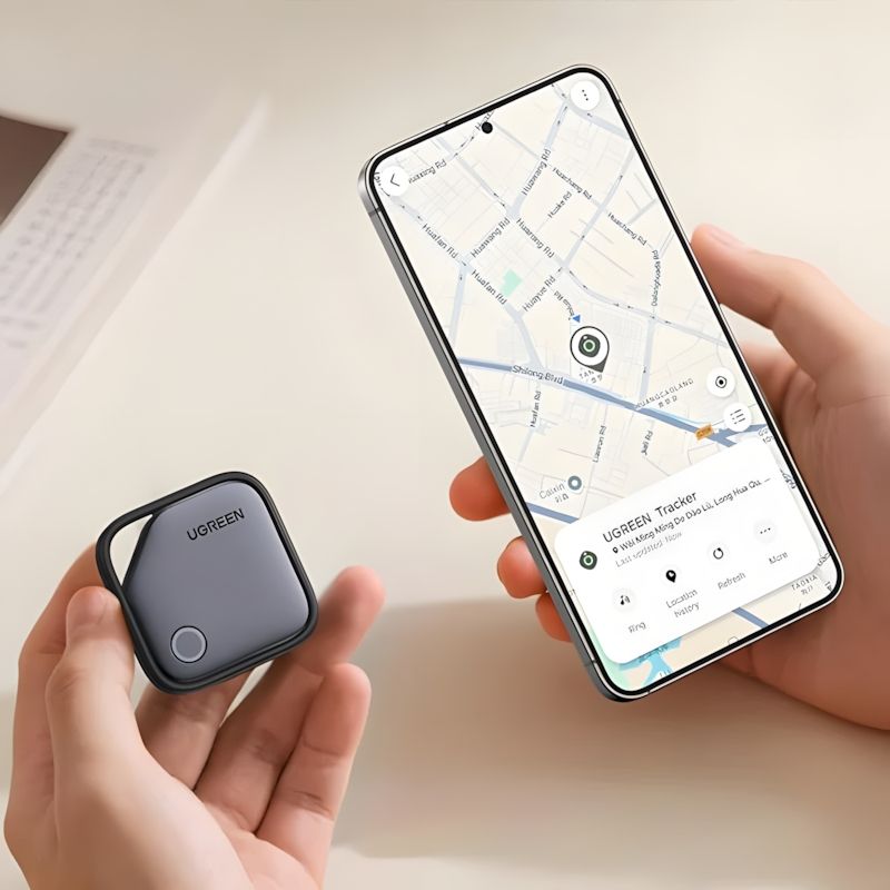 Bluetooth-Ortungsgerät / Tracker auf Bluetooth 5.3 für Smartphones und Tablets der Galaxy-Serie, Ugreen Tracker CM829, 2 Stück, Schwarz