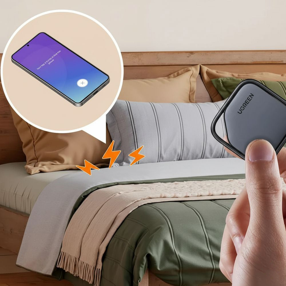 Bluetooth-Ortungsgerät / Tracker auf Bluetooth 5.3 für Smartphones und Tablets der Galaxy-Serie, Ugreen Tracker CM829, 2 Stück, Schwarz
