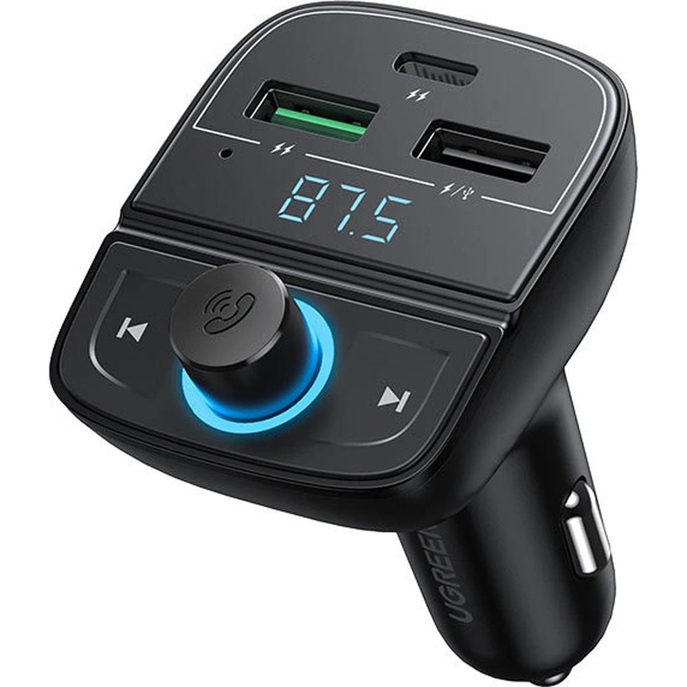 FM-Transmitter / Autoladegerät Ugreen CD229 31,5 W, 2x USB-A / 1x USB-C, Schwarz