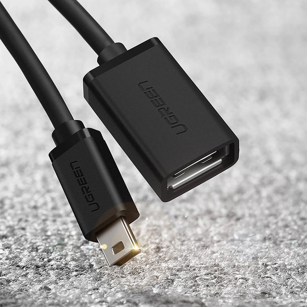 Adapter Mini-USB (Stecker) auf USB-A (Buchse), Ugreen US249, 10 cm, Schwarz