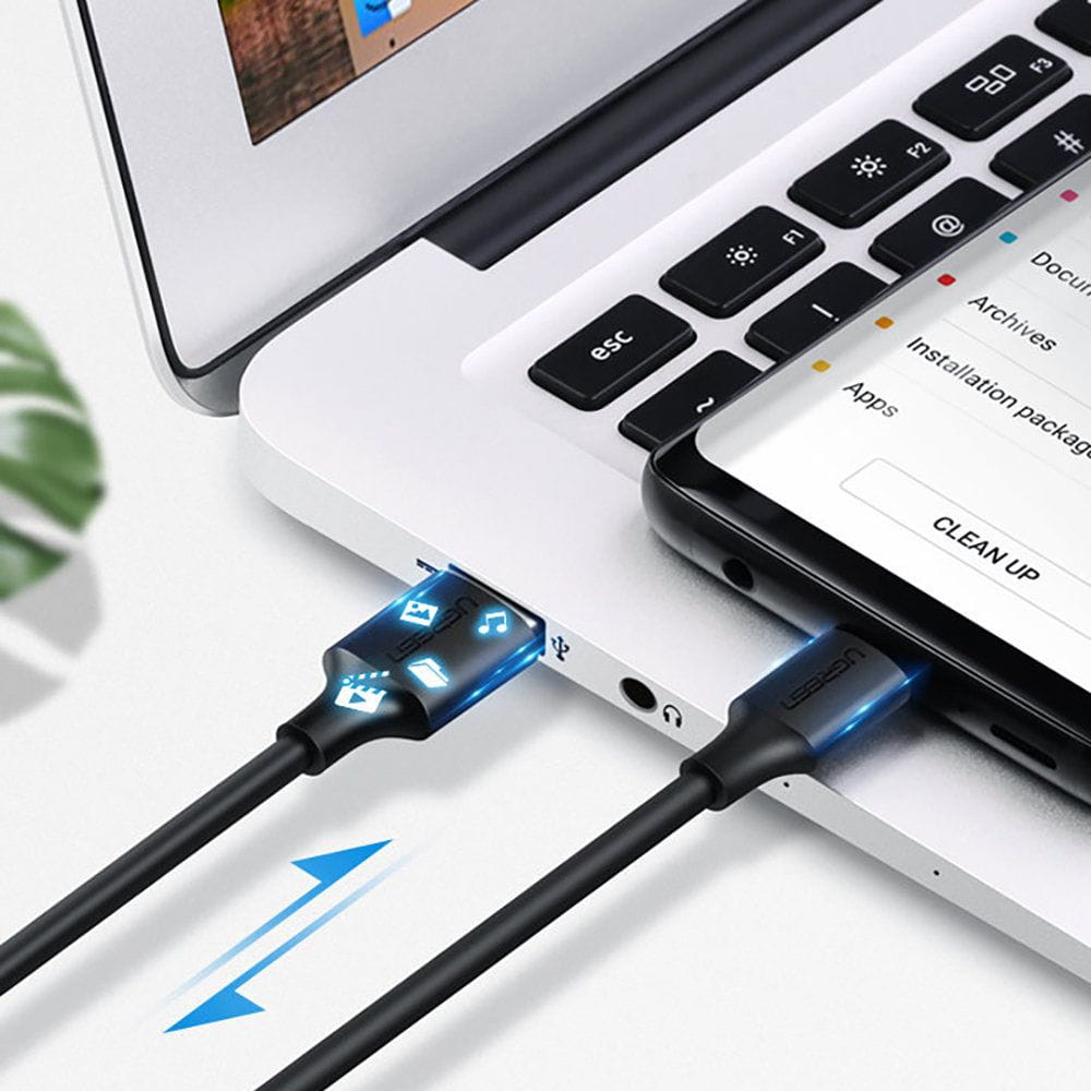 Kabel USB-A zu USB-C, Ugreen US287, QC 3.0, 3A, 0,25 m, Schwarz