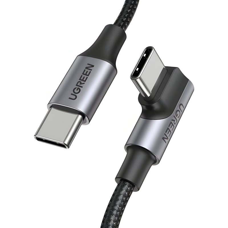 Winkelkabel USB-C / USB-C 90º PD 100W 480Mbps 1 m, Ugreen US334, Schwarz