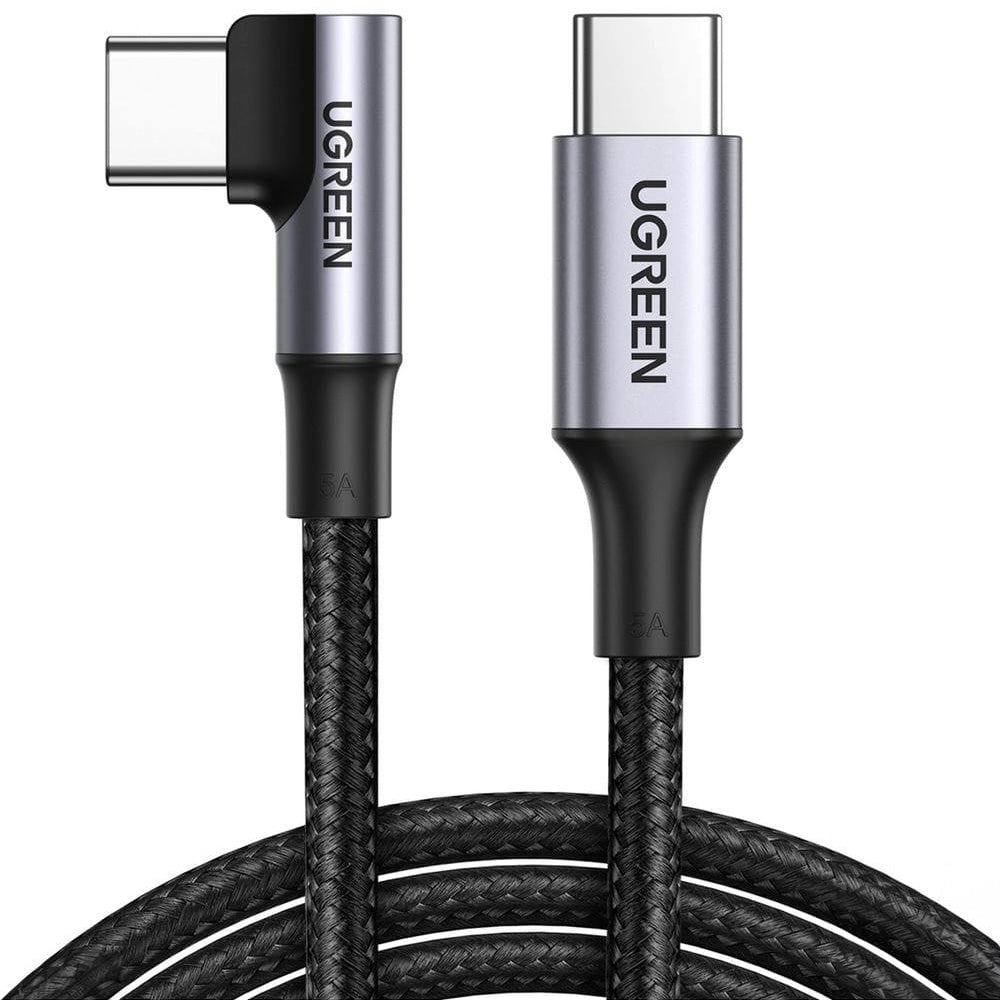 Winkelkabel USB-C / USB-C 90º PD 100W 480Mbps 1 m, Ugreen US334, Schwarz