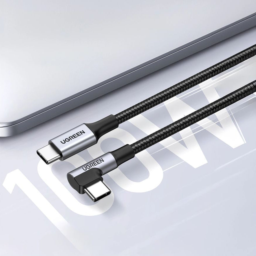 Ugreen US334 USB-C / USB-C 90º Kabel 100W 480Mbps 2m, Schwarz