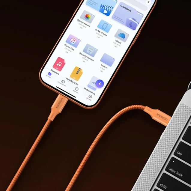 Ladekabel / Datenkabel USB-C zu USB-C, Ugreen L502, 100W PD 3.0, 480 Mbps, 5A, 1 m, Orange