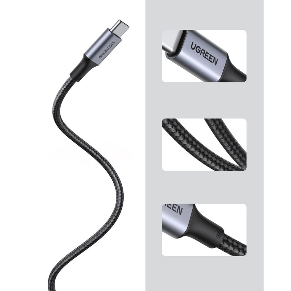 Ladekabel / Datenkabel USB-C zu USB-C, Ugreen, 100W, QC, PD, FCP, 5A. 0.5m, Grau