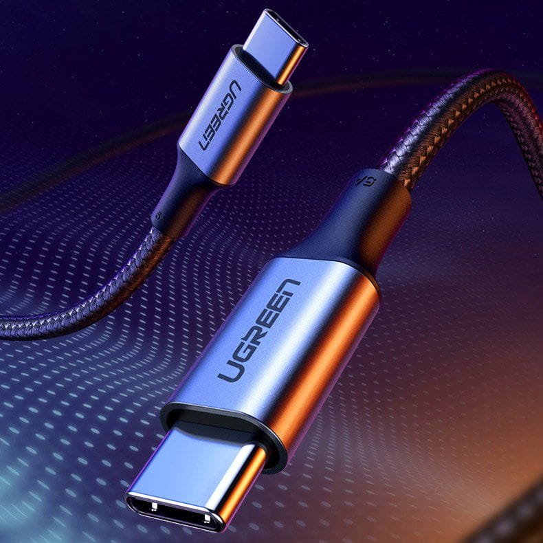 Ladekabel / Datenkabel USB-C zu USB-C, Ugreen, 100W, QC, PD, FCP, 5A. 0.5m, Grau