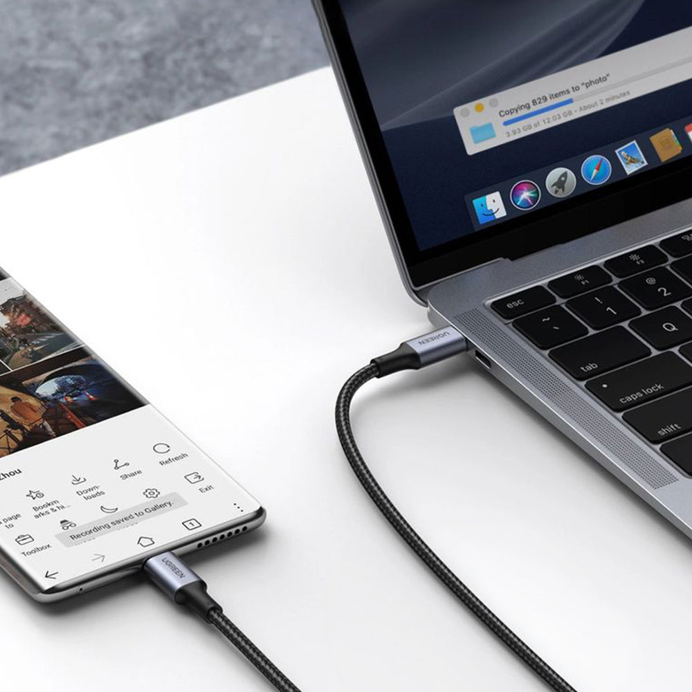Ladekabel / Datenkabel USB-C zu USB-C, Ugreen, 100W, QC, PD, FCP, 5A. 0.5m, Grau