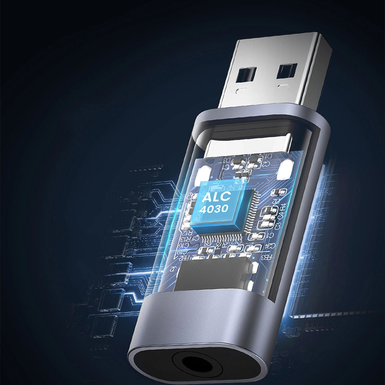 Audio-Adapter Ugreen CM383 USB-A 2.0 für mini jack 3,5 mm, Grau