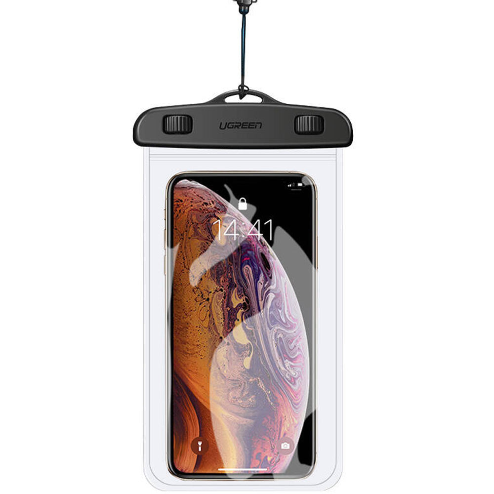 Wasserdichte Hülle für Smartphone 4-6,5", Ugreen Waterproof Phone Pouch LP186, IPX8, Transparent-Schwarz