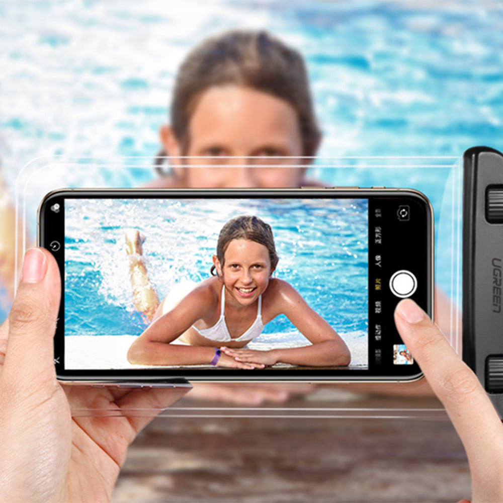 Wasserdichte Hülle für Smartphone 4-6,5", Ugreen Waterproof Phone Pouch LP186, IPX8, Transparent-Schwarz