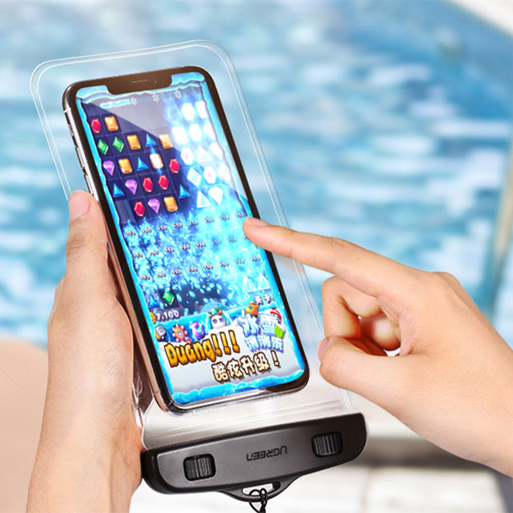 Wasserdichte Hülle für Smartphone 4-6,5", Ugreen Waterproof Phone Pouch LP186, IPX8, Transparent-Schwarz