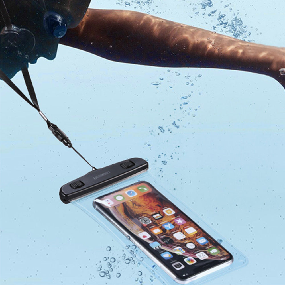 Wasserdichte Hülle für Smartphone 4-6,5", Ugreen Waterproof Phone Pouch LP186, IPX8, Transparent-Schwarz