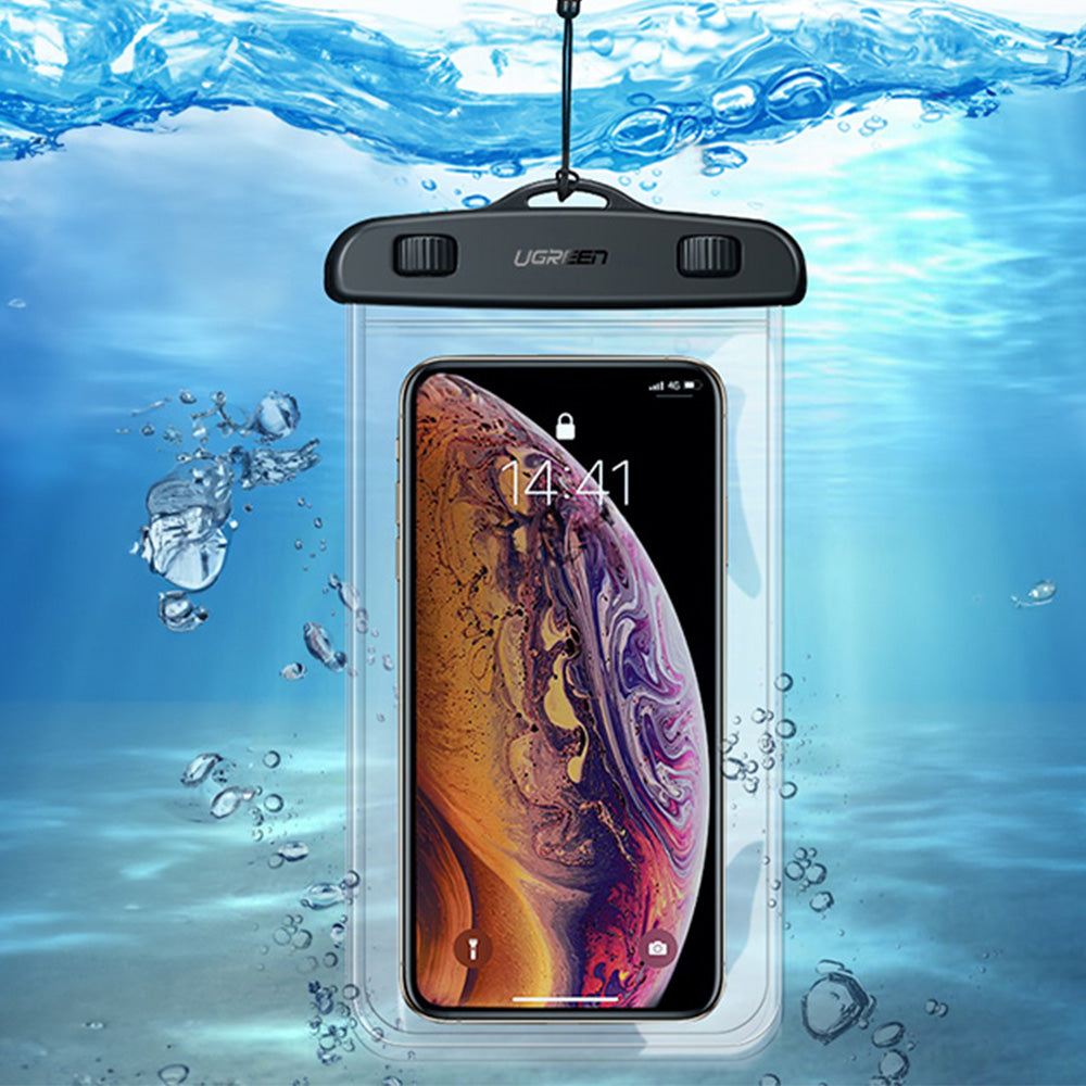 Wasserdichte Hülle für Smartphone 4-6,5", Ugreen Waterproof Phone Pouch LP186, IPX8, Transparent-Schwarz