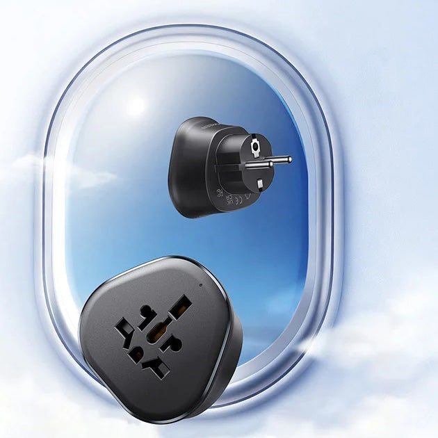 Reiseadapter Ugreen S500 von UK / USA / EU auf Europa Schuko, Schwarz