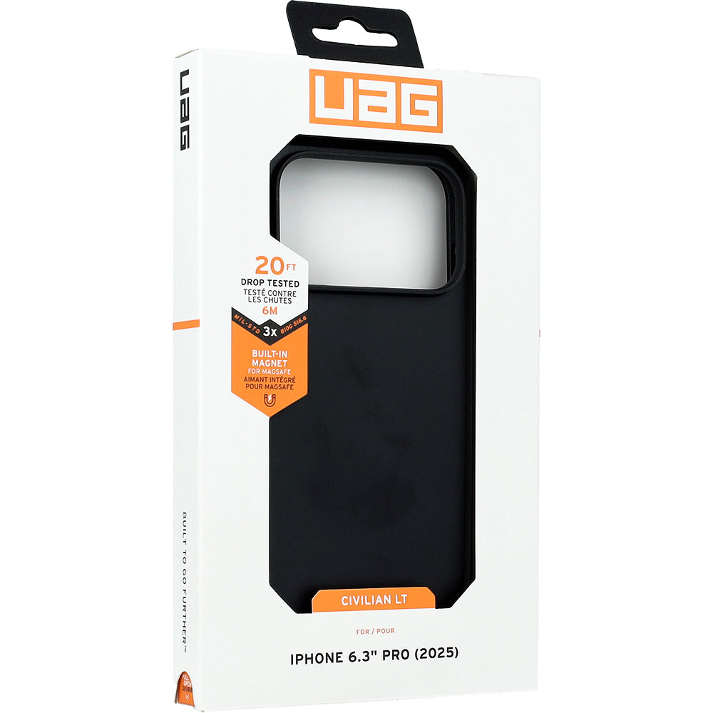 Gepanzerte Handyhülle für iPhone 17 Pro, Urban Armor Gear Civilian LT mit MagSafe, Schwarz
