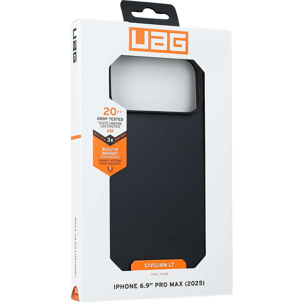 Gepanzerte Handyhülle für iPhone 17 Pro Max, Urban Armor Gear Civilian LT mit MagSafe, Schwarz