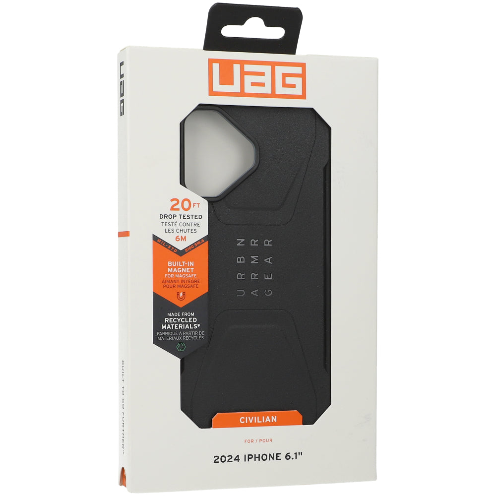 Handyhülle für iPhone 16, Urban Armor Gear Civilian Mag mit MagSafe, Schwarz