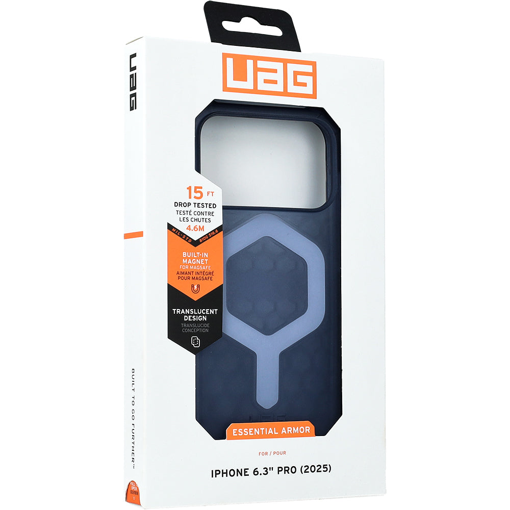 Handyhülle für iPhone 17 Pro, Urban Armor Gear Essential Armor Mag, Transluzent mit Blau