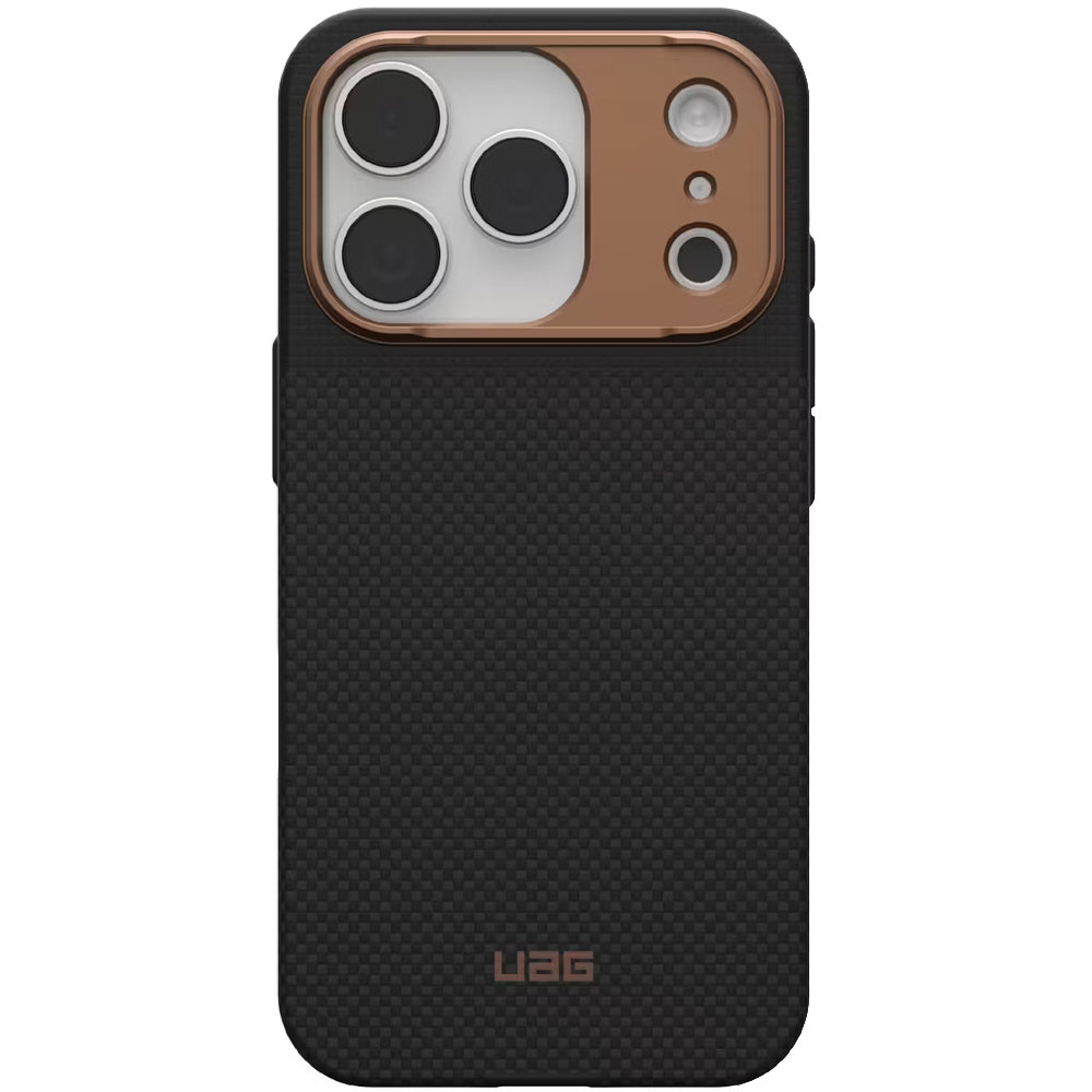 Handyhülle für iPhone 17 Pro, Urban Armor Gear UAG Fibr Armr MagSafe, Schwarz / Braun