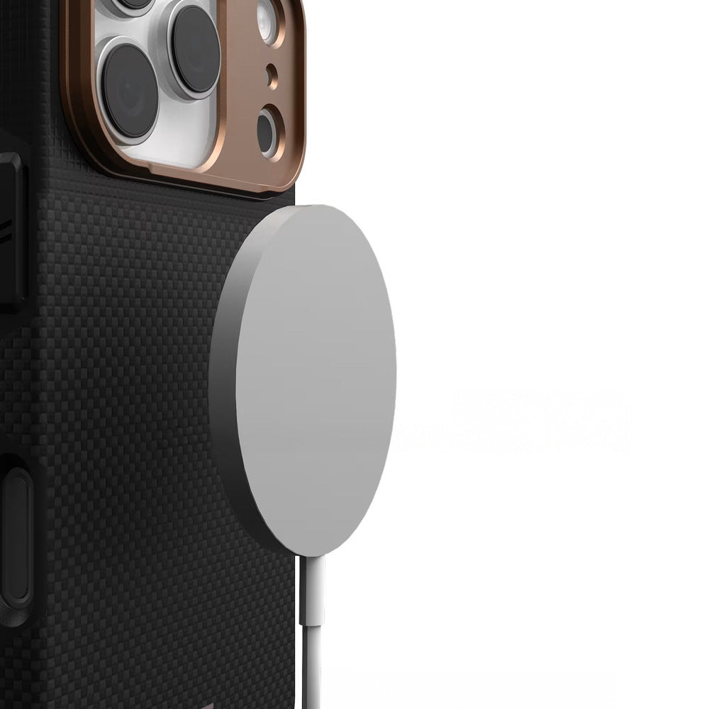 Handyhülle für iPhone 17 Pro Max, Urban Armor Gear UAG Fibr Armr MagSafe, Schwarz / Braun