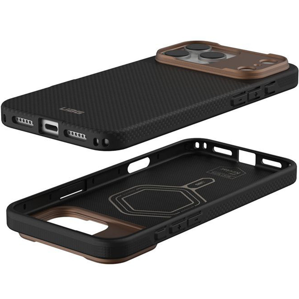 Handyhülle für iPhone 17 Pro Max, Urban Armor Gear UAG Fibr Armr MagSafe, Schwarz / Braun