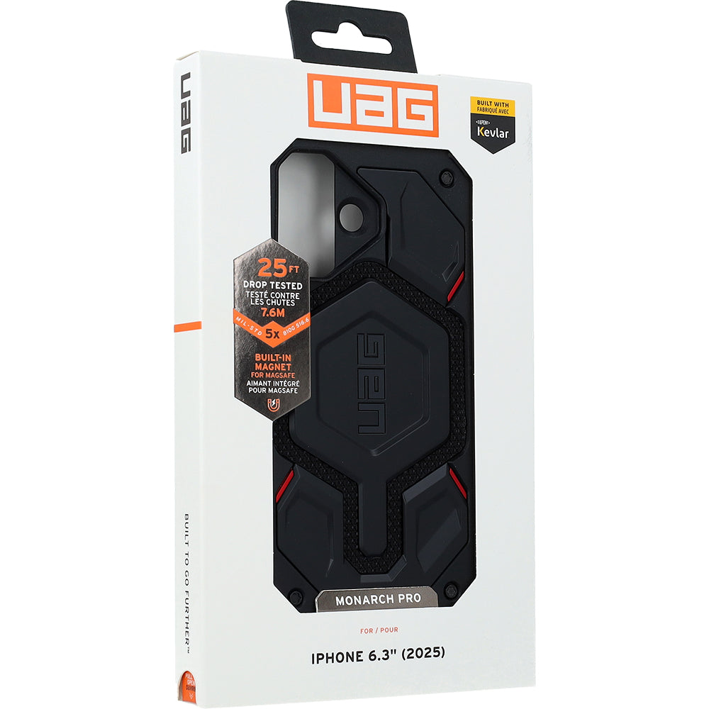 Handyhülle für iPhone 17, Urban Armor Gear Monarch Pro Mag mit MagSafe, Schwarz mit Kevlar