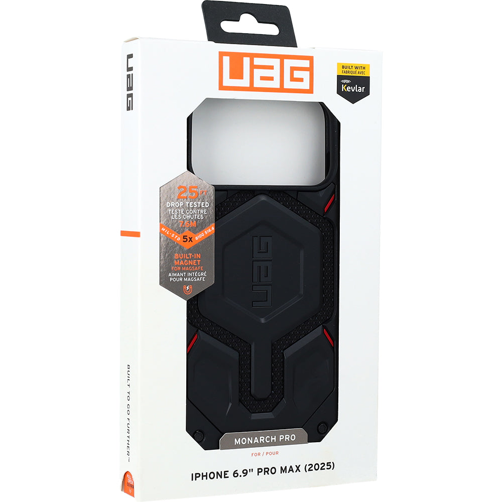 Handyhülle für iPhone 17 Pro Max, Urban Armor Gear Monarch Pro Mag mit MagSafe, Schwarz mit Kevlar
