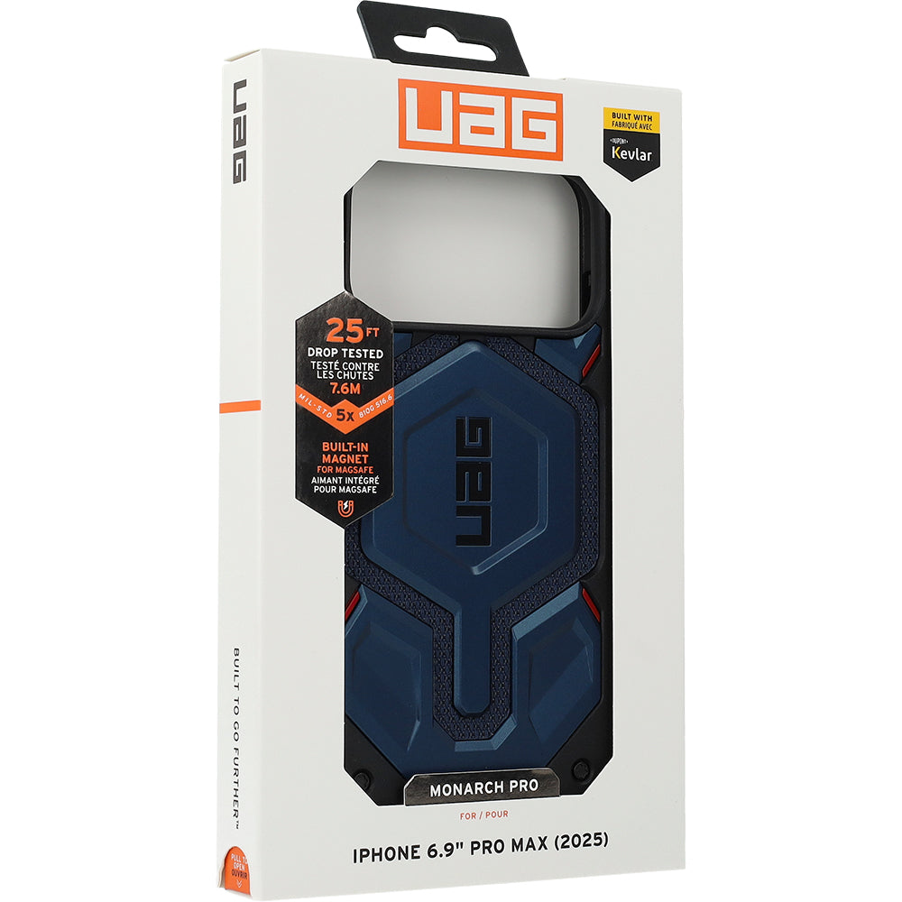 Handyhülle für iPhone 17 Pro Max, Urban Armor Gear Monarch Pro Mag mit MagSafe, Marineblau mit Kevlar