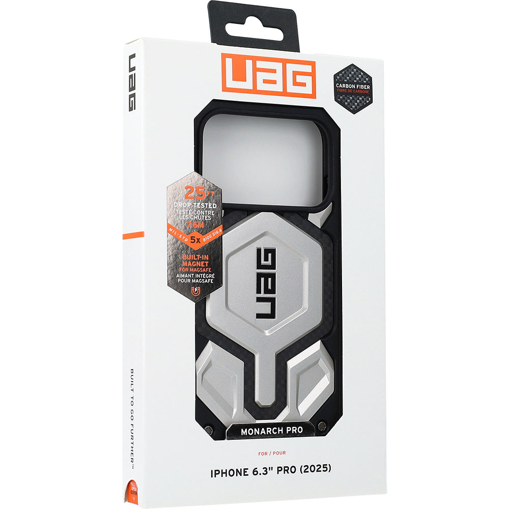 Handyhülle für iPhone 17 Pro, Urban Armor Gear Monarch Pro Mag mit MagSafe, Hellgrau mit Schwarz