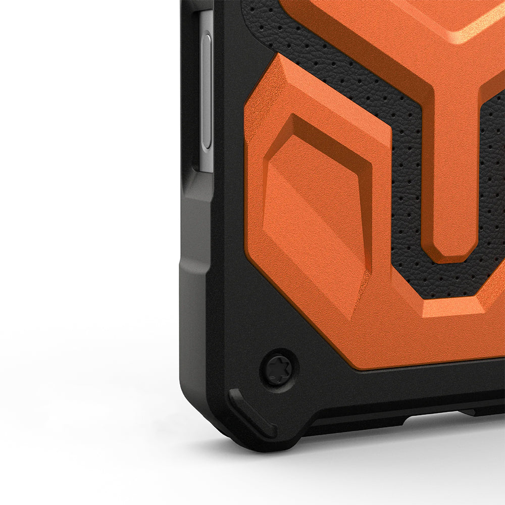 Handyhülle für iPhone 17 Pro Max, Urban Armor Gear Monarch Pro Mag mit MagSafe, Orange mit Schwarzen Elementen