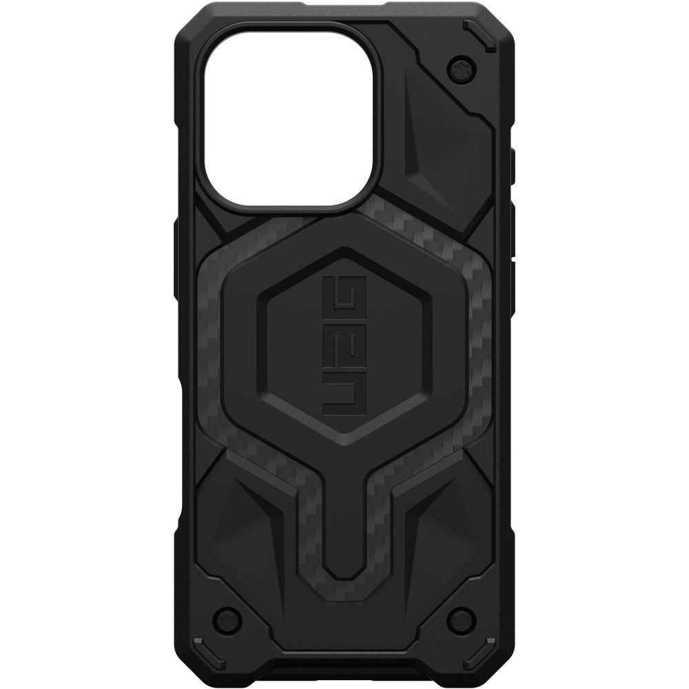 Handyhülle für iPhone 16 Pro, Urban Armor Gear Monarch Pro Mag mit MagSafe, Schwarz mit Kohlefaser
