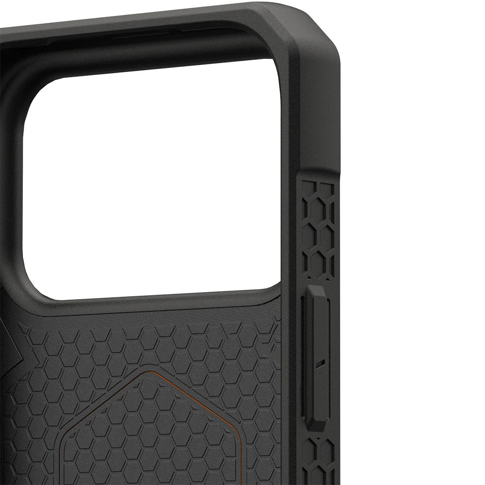Handyhülle für iPhone 17 Pro, Urban Armor Gear Monarch Pro Mag mit MagSafe, Orange mit Schwarzen Elementen