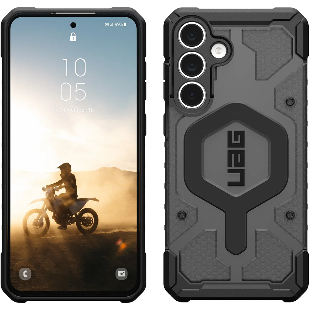 Handyhülle für Galaxy S25 FE, Urban Armor Gear Pathfinder Clear Magnet, Grau-Schwarz